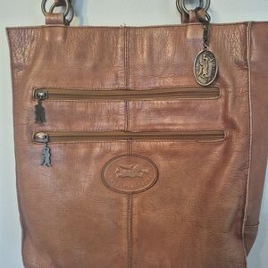American Vintage Brown Leather Tote with Charm